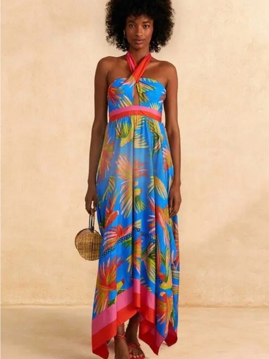 FARM Rio Dresses & Skirts - Farm Rio blue painted birds Maxi dress